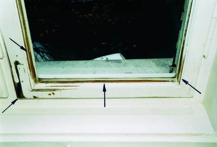 Laugenrückstände auf Holzfensterrahmen sorgen für schlechte Haftung von Neuanstrich