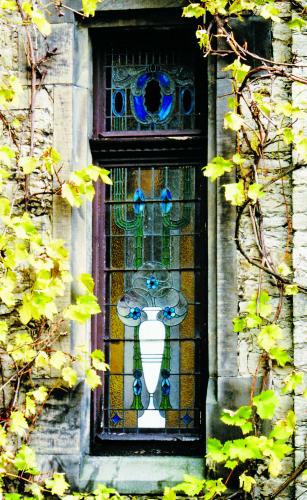 Fenster mit bleigefasster farbiger Verglasung in Detmold