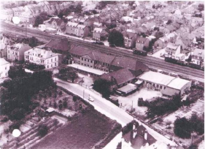 Historische Luftaufnahme der alten Ofenfabrik