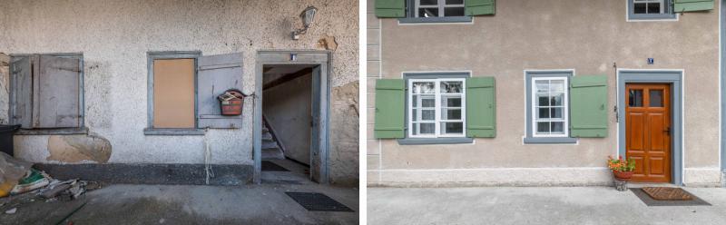 Haustürbereich vorher und nachher