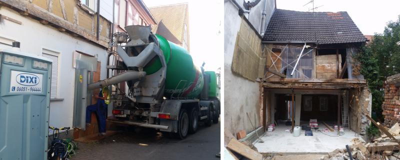 Gießen der Bodenplatte