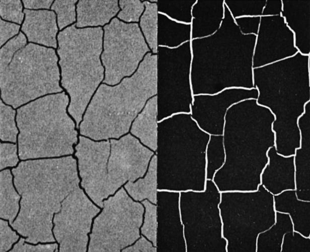 Rissbildung auf dunklem und hellem Grund
